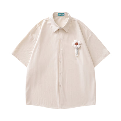 𝕃oose 𝔽it ☞𝟤𝟢𝟤𝟧 ☜日系學院風花朵燈芯絨休閒襯衫PZ-21