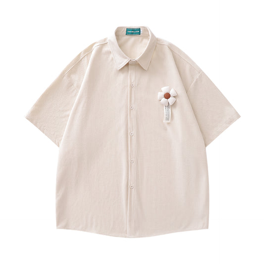 𝕃oose 𝔽it ☞𝟤𝟢𝟤𝟧 ☜日系學院風花朵燈芯絨休閒襯衫PZ-21