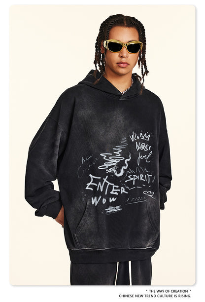 ♛𝔽𝕦𝕤𝕚𝕠𝕟 𝔽𝕠𝕔𝕦𝕤 ♛2025秋冬高磅復古水洗印花帽T 572