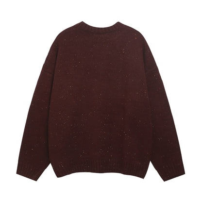 ⓀⓃⒾⓉ𒉽2025秋冬美式復古字母圓領慵懶針織 K-60