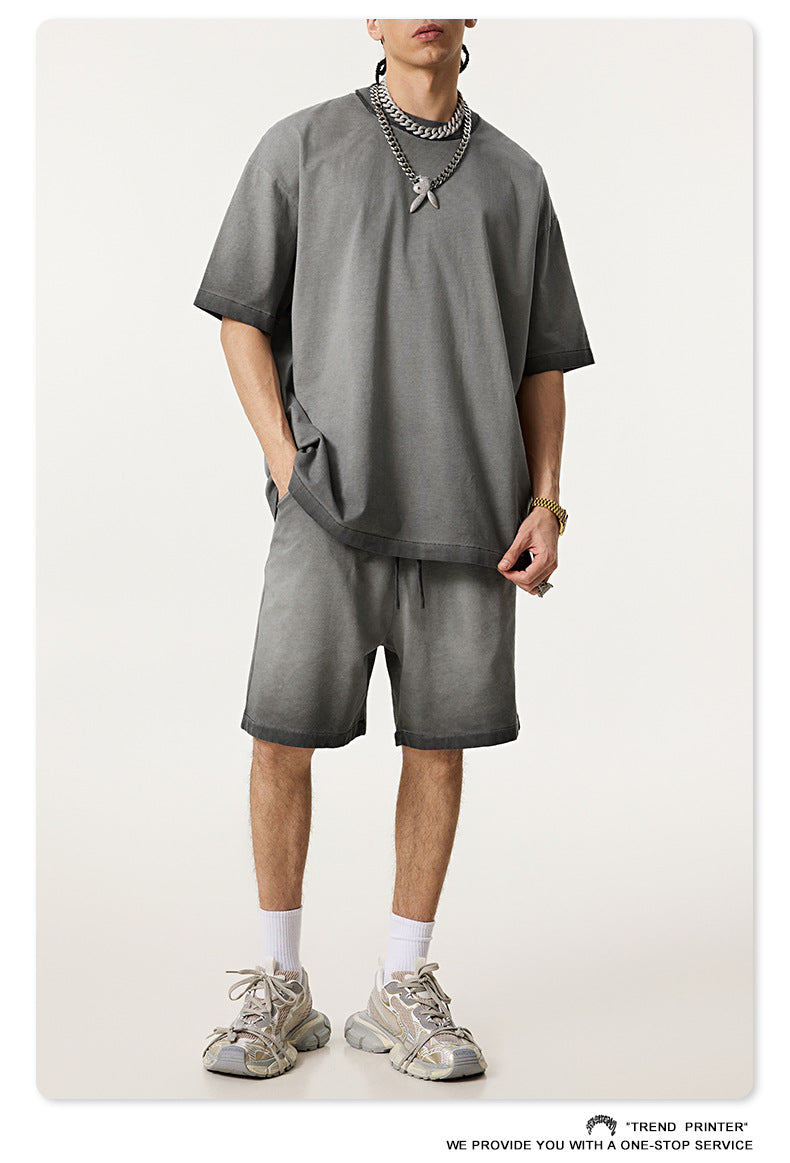 ▶𝔽𝕦𝕤𝕚𝕠𝕟 𝔽𝕠𝕔𝕦𝕤 ⌘𝓦𝓪𝓼𝓱𝓮𝓭 𝔀𝓲𝓷𝓭 ◀  2025夏季歐美高街oversize寬鬆大碼半袖Ｔ恤雙紗平纹圓領短袖  TZ-02