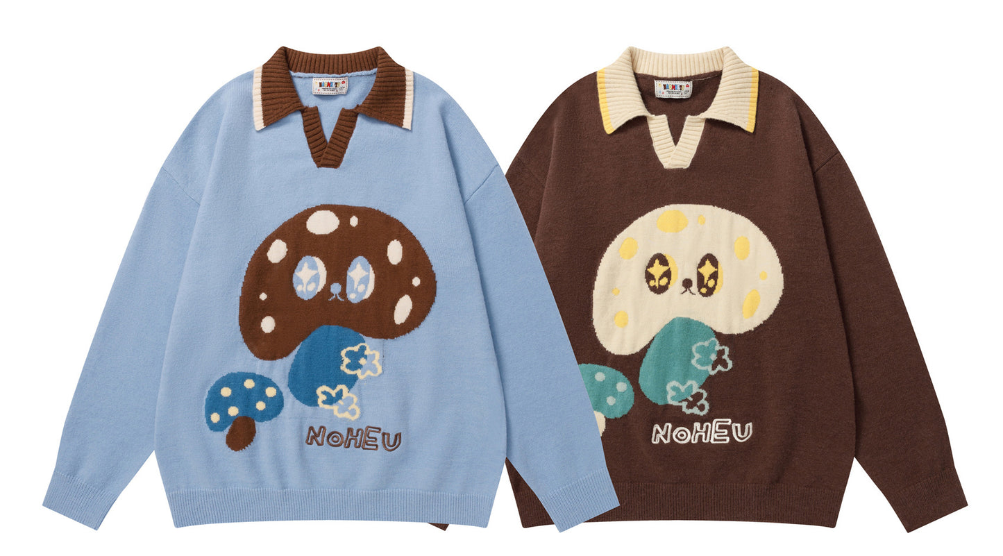 ⓀⓃⒾⓉ𒉽2025秋冬復古撞色慵懶蘑菇針織 M-15