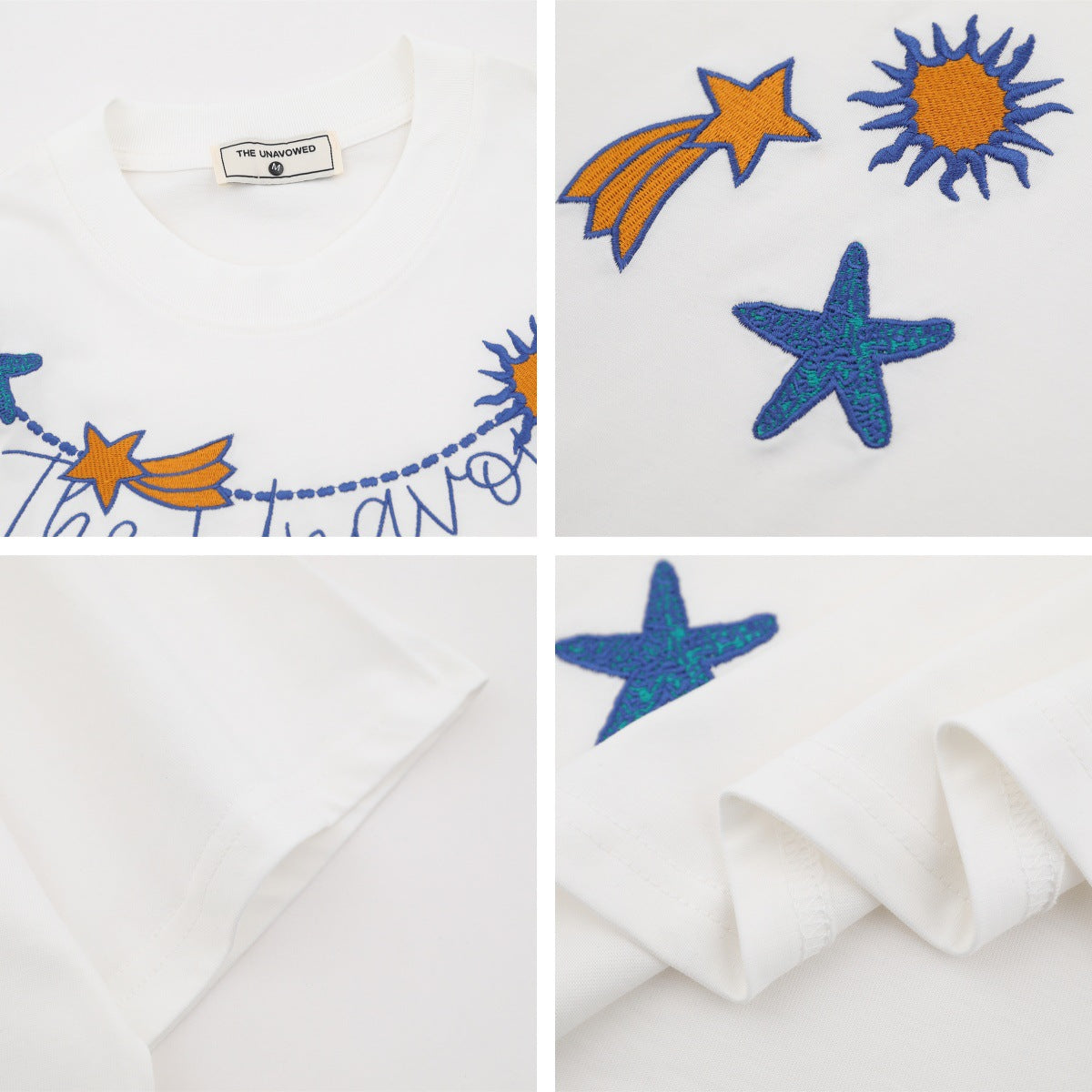 𝕃oose 𝔽it ☞𝟤𝟢𝟤𝟧 ☜美式復古海星刺繡圓領寬版上衣 T-72