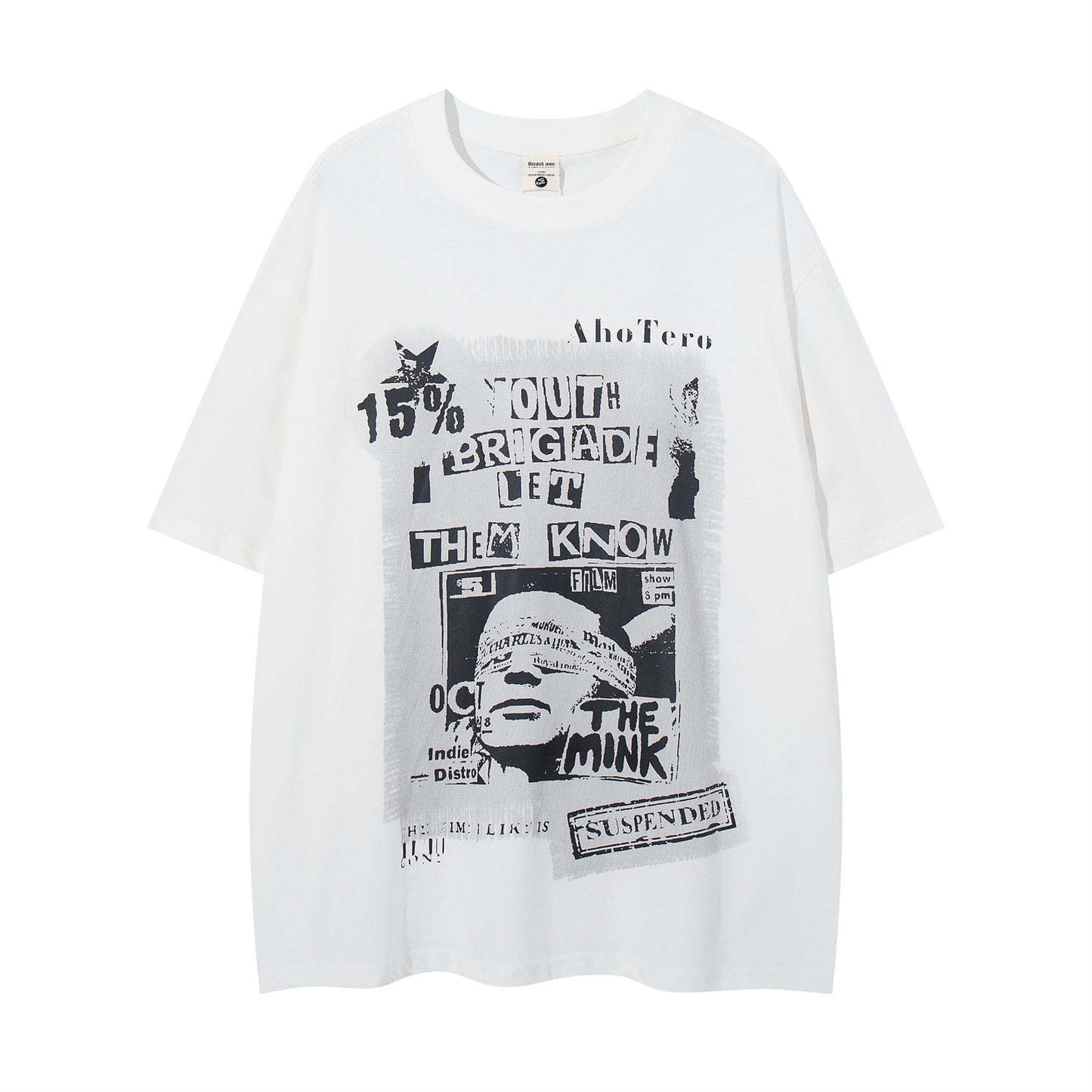 𝕃oose 𝔽it ☞𝟤𝟢𝟤𝟧 ☜美式復古字母拼貼印花 男女中性 T-Shirt寬版上衣 A-907