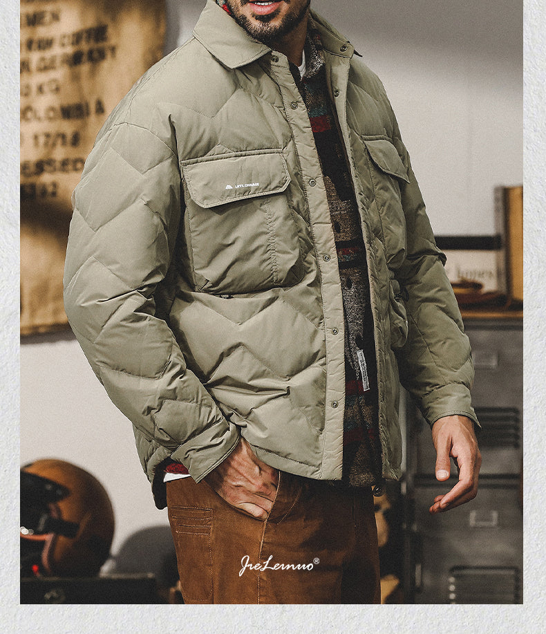 snɔoɟ uoı̣snɟ - 工裝羽絨襯衫外套秋冬款2025年新款戶外襯衣冬季輕薄羽絨服 FG-204