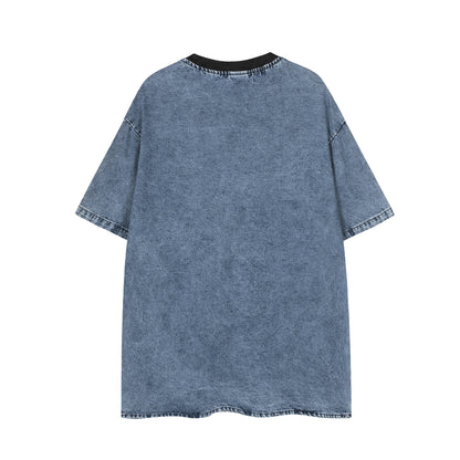 𝕃oose 𝔽it ☞𝟤𝟢𝟤𝟧 ☜美式復古水洗字母圓領寬版上衣G-9