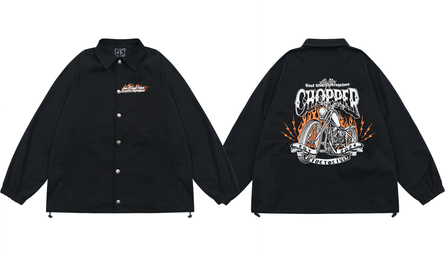 𝔽𝕦𝕤𝕚𝕠𝕟 𝔽𝕠𝕔𝕦𝕤 -ᴄʜɪᴄᴀɴᴏ♠︎悍匪♠︎ 美式複古Chopper機車chicano風格重工萬針全刺繡風衣教練夾克外套WT96