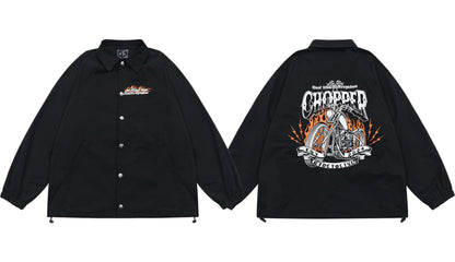 𝔽𝕦𝕤𝕚𝕠𝕟 𝔽𝕠𝕔𝕦𝕤 -ᴄʜɪᴄᴀɴᴏ♠︎悍匪♠︎ 美式複古Chopper機車chicano風格重工萬針全刺繡風衣教練夾克外套WT96