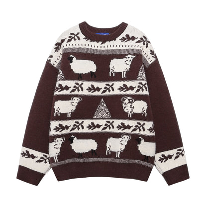 ⓀⓃⒾⓉ𒉽2025秋冬慵懶小羊圓領針織 Y96