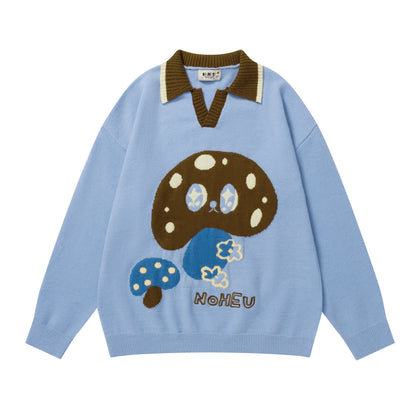 ⓀⓃⒾⓉ𒉽2025秋冬復古撞色慵懶蘑菇針織 M-15