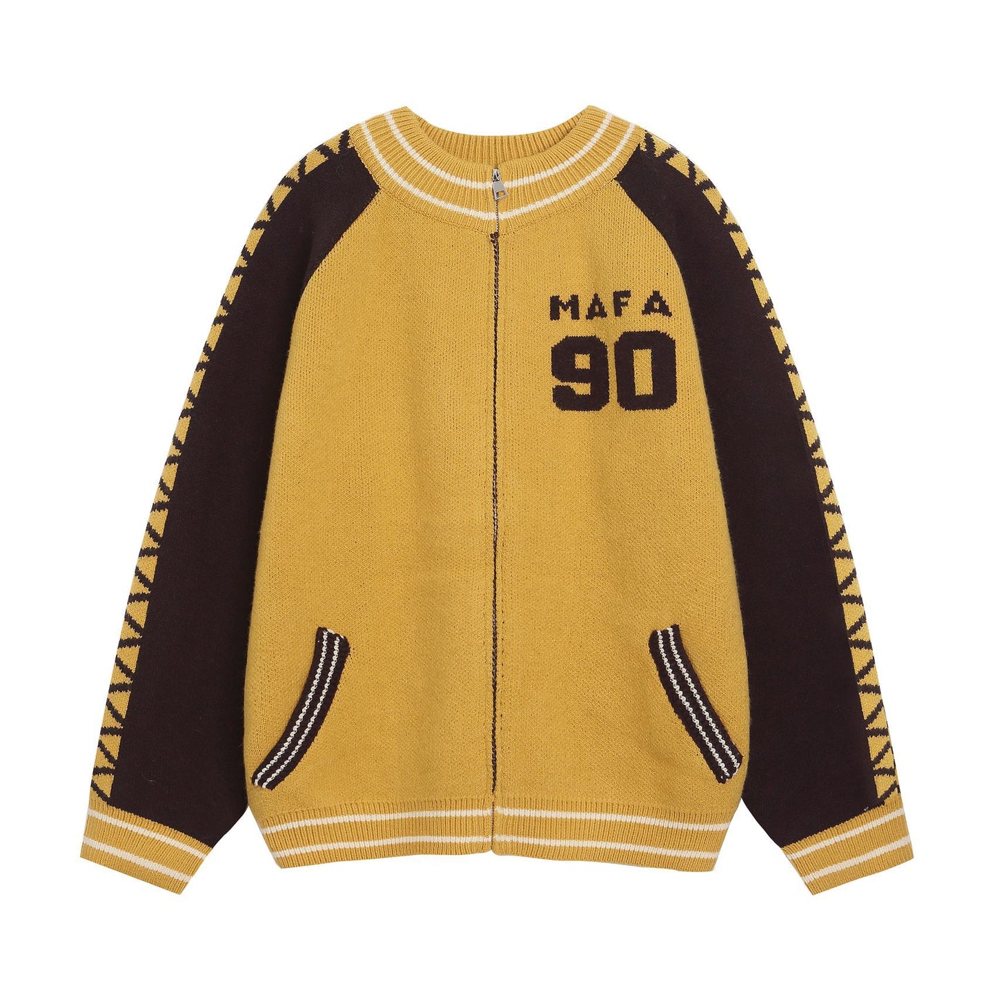 ⓀⓃⒾⓉ𒉽2025秋冬美式復古撞色針織外套 K-69