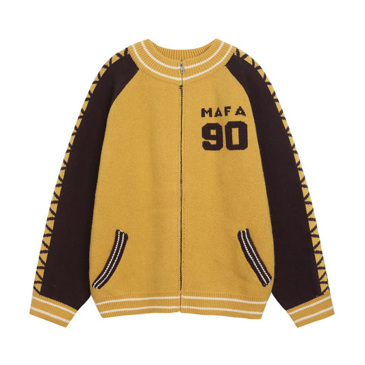 ⓀⓃⒾⓉ𒉽2025秋冬美式復古撞色針織外套 K-69