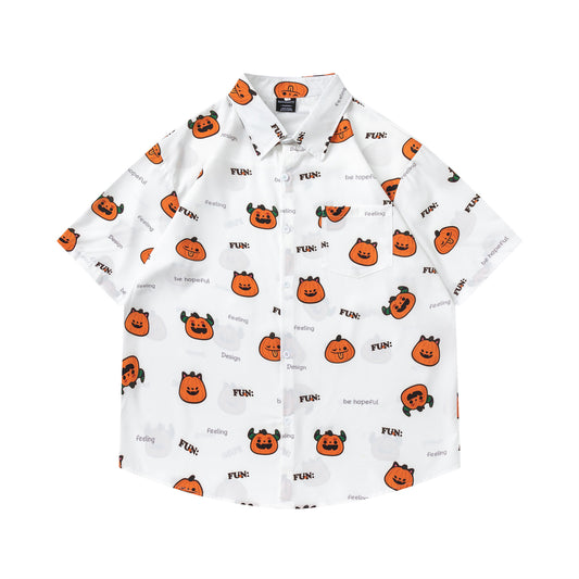 𝕃oose 𝔽it ☞𝟤𝟢𝟤𝟧 ☜日式復古小南瓜印花百搭休閒寬鬆襯衫  RF-178