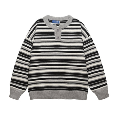 ⓀⓃⒾⓉ𒉽2025秋冬條紋半開領針織 K-56