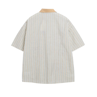 𝔼mbro 𝕊hirt𒉽美式復古可愛動物刺繡短袖百搭襯衫外套IN-567