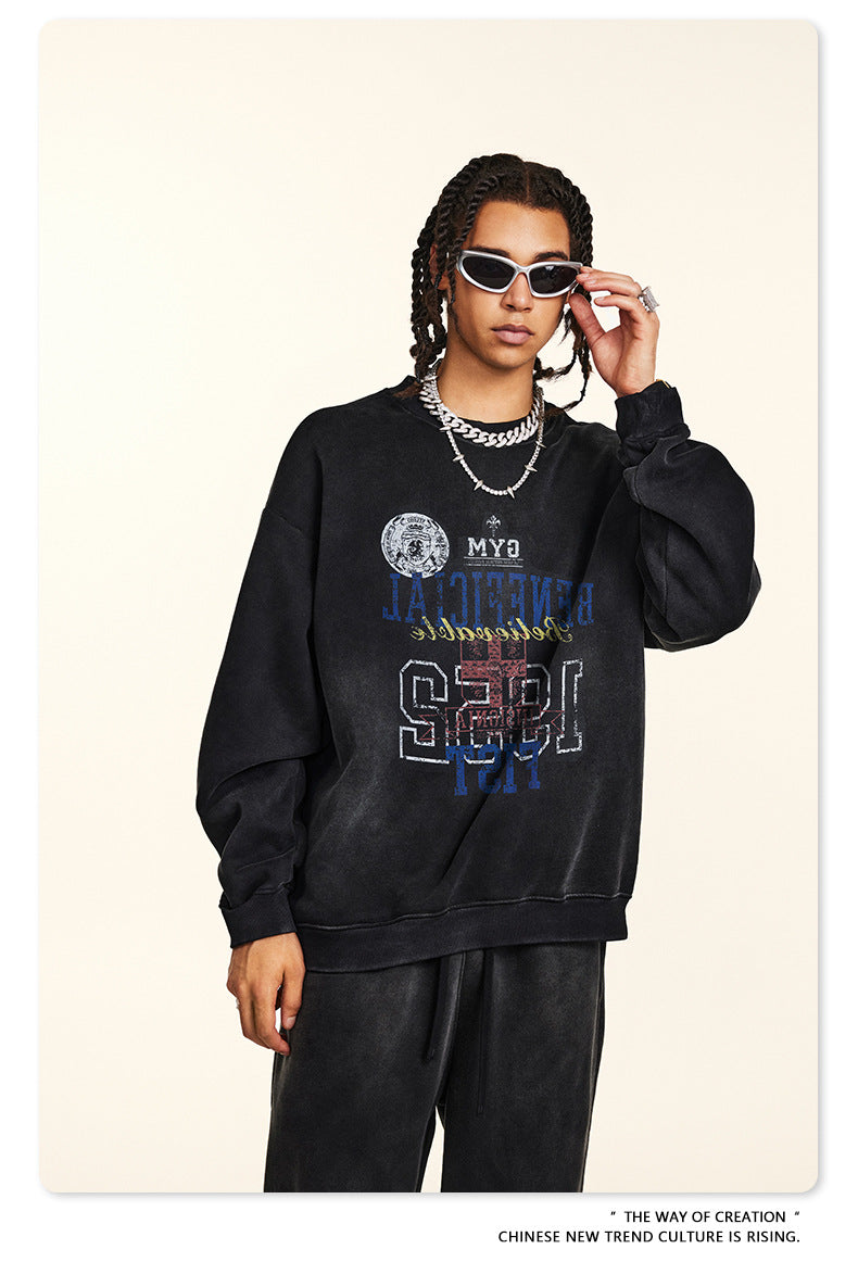 ♛𝔽𝕦𝕤𝕚𝕠𝕟 𝔽𝕠𝕔𝕦𝕤 ♛2025秋冬高磅復古水洗印花帽T B-50