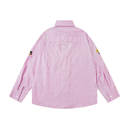 𝔼mbro 𝕊hirt𒉽2025秋冬可愛圖案刺繡寬鬆襯衫N-42