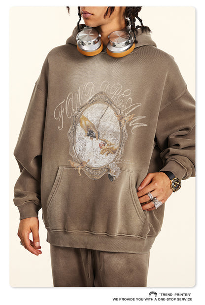 ♛𝔽𝕦𝕤𝕚𝕠𝕟 𝔽𝕠𝕔𝕦𝕤 ♛2025秋冬高磅復古水洗印花帽T B-85