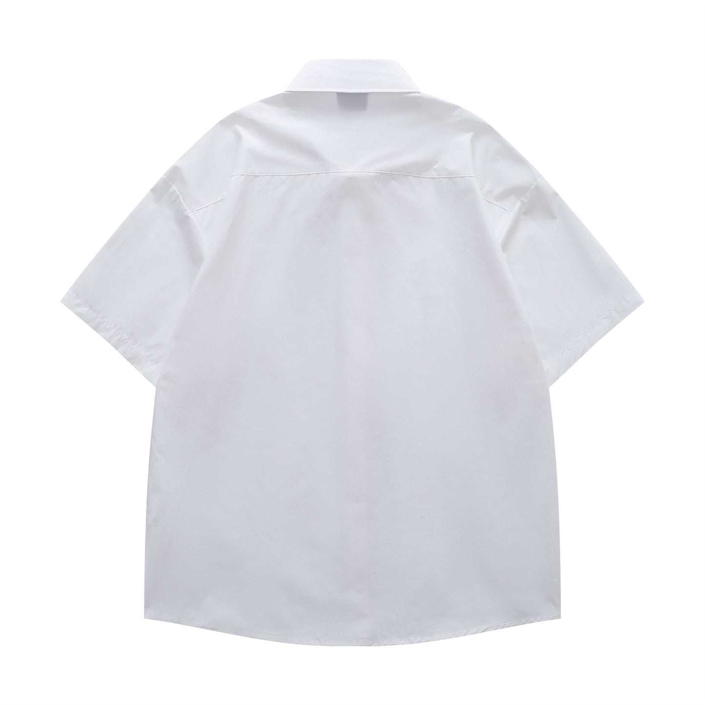 𝔼mbro 𝕊hirt𒉽趣味貓咪繡花袖襯衫(白色)