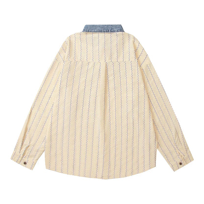 𝔼mbro 𝕊hirt𒉽2025秋冬可愛圖案刺繡寬鬆襯衫外套C-81