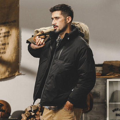 snɔoɟ uoı̣snɟ - 美式黑色短款羽绒服冬季2025新款潮牌休閒寬鬆潮流外套秋冬款 FG-369