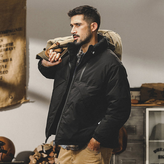 snɔoɟ uoı̣snɟ - 美式黑色短款羽绒服冬季2025新款潮牌休閒寬鬆潮流外套秋冬款 FG-369