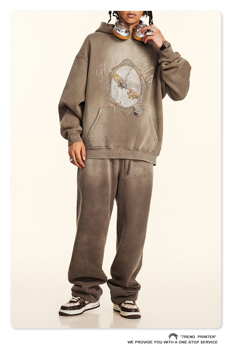 ♛𝔽𝕦𝕤𝕚𝕠𝕟 𝔽𝕠𝕔𝕦𝕤 ♛2025秋冬高磅復古水洗印花帽T B-85