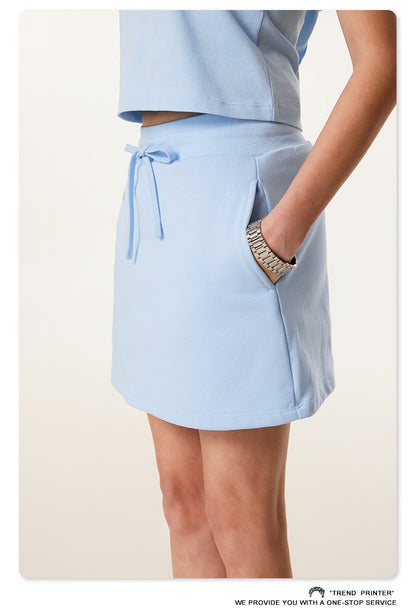Fierce & Fitted 美式夏季甜妹圓領短T半身裙套裝	N-23 BABY藍