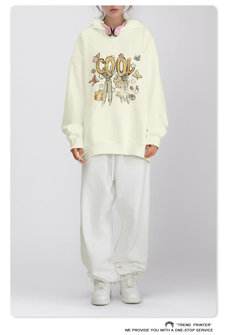 ♛𝔽𝕦𝕤𝕚𝕠𝕟 𝔽𝕠𝕔𝕦𝕤 ♛2025秋冬高磅水洗印花寬鬆落肩帽T 519