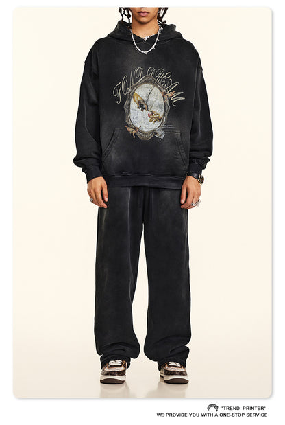 ♛𝔽𝕦𝕤𝕚𝕠𝕟 𝔽𝕠𝕔𝕦𝕤 ♛2025秋冬高磅復古水洗印花帽T B-85