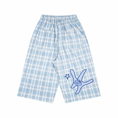 𖥟𝕽𝖊𝖑𝖆𝖝𝖊𝖉 𝖋𝖎𝖙  ☞美式復古卡通印花設計七分褲M-07