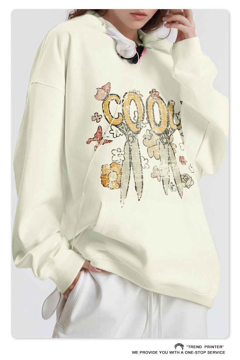 ♛𝔽𝕦𝕤𝕚𝕠𝕟 𝔽𝕠𝕔𝕦𝕤 ♛2025秋冬高磅水洗印花寬鬆落肩帽T 519