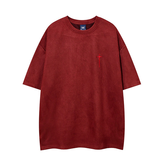 𝕃oose 𝔽it ☞𝟤𝟢𝟤𝟧 ☜美式復古字母刺繡圓領男女中性 T-Shirt寬版上衣J-9