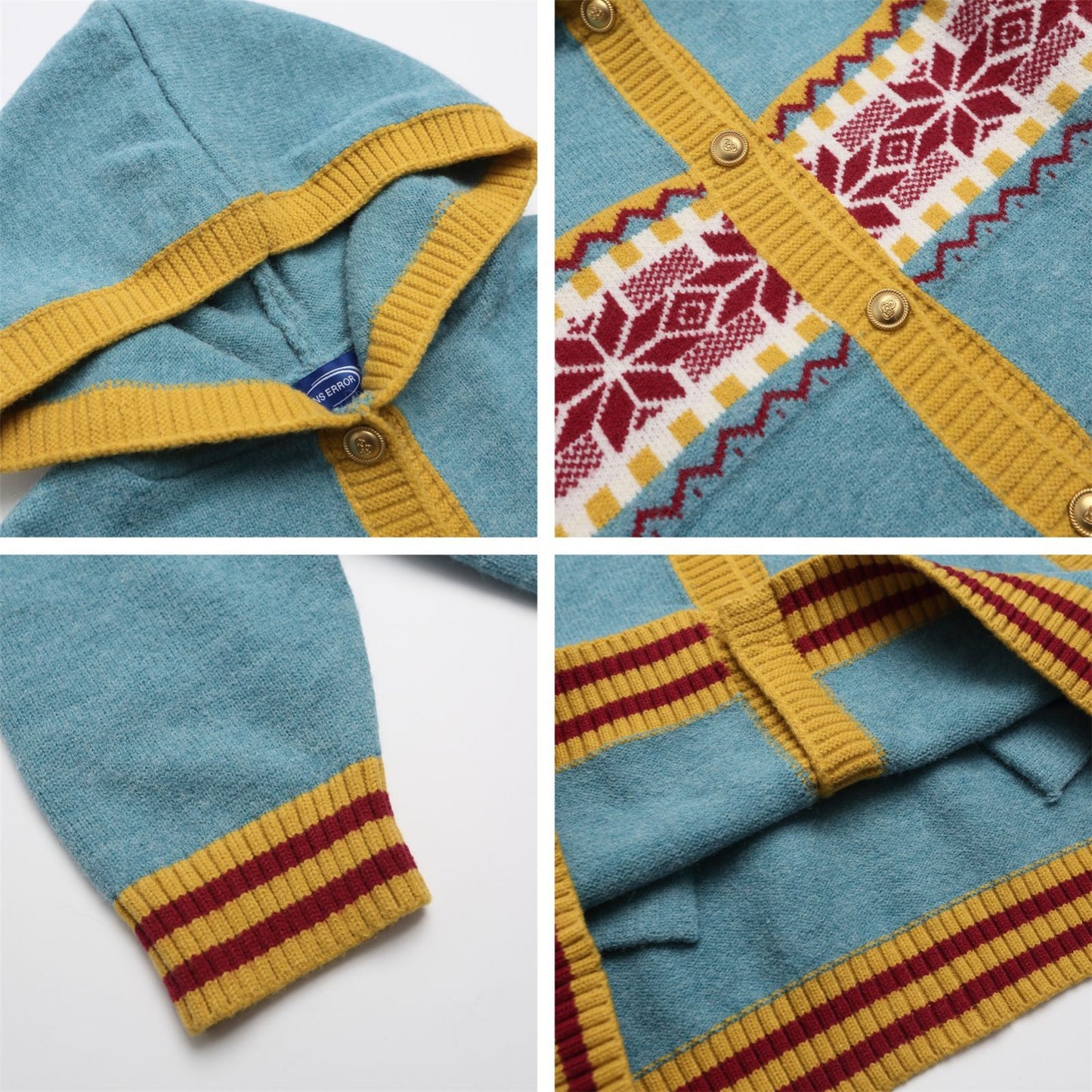 ⓀⓃⒾⓉ𒉽2025秋冬撞色連帽針織外套 K-I50