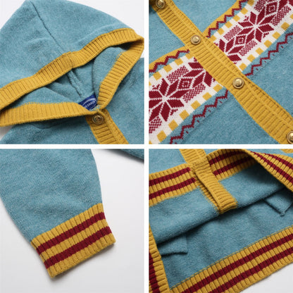 ⓀⓃⒾⓉ𒉽2025秋冬撞色連帽針織外套 K-I50