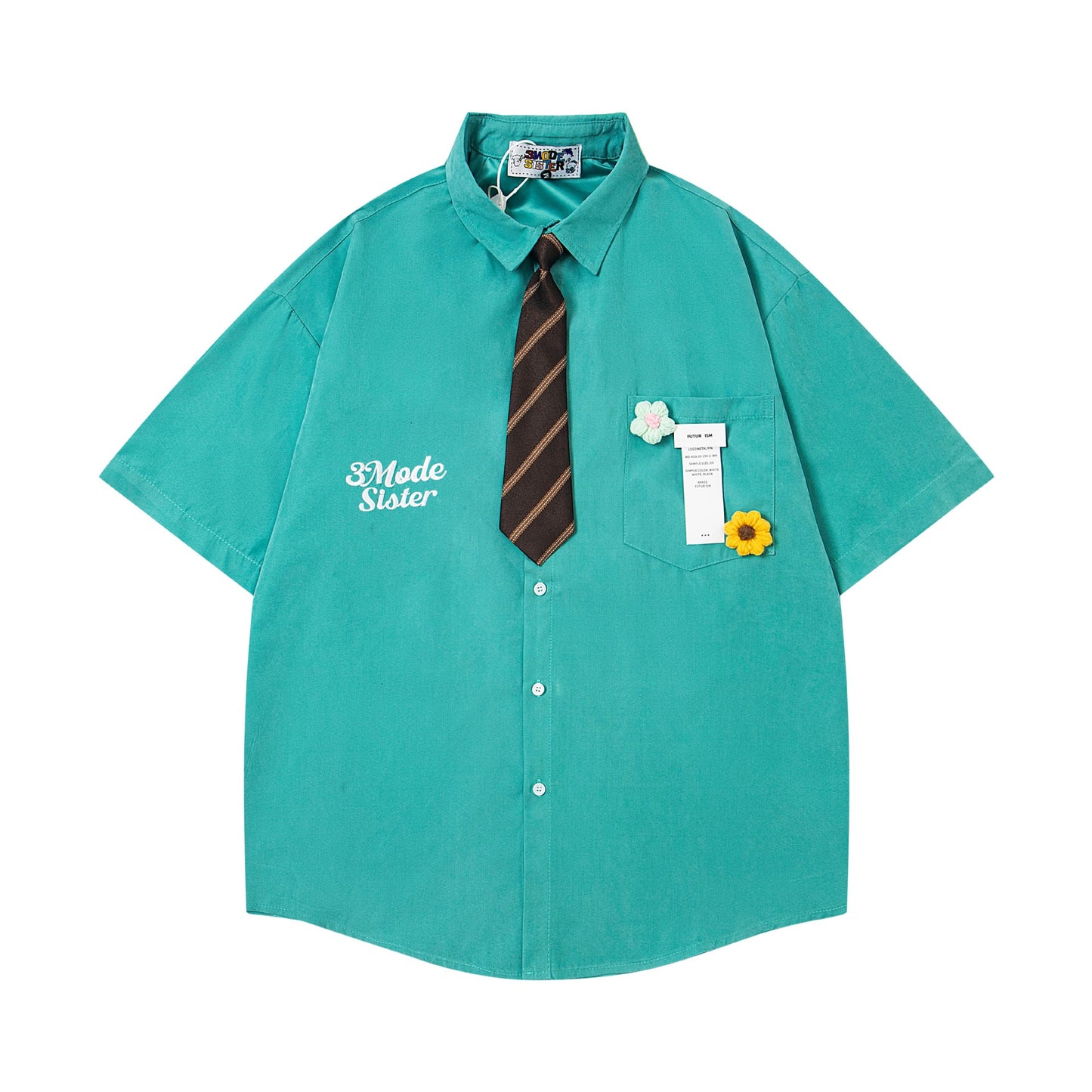 𝕃oose 𝔽it ☞𝟤𝟢𝟤𝟧 ☜領帶系列刺繡小花百搭休閒寬鬆襯衫M-369