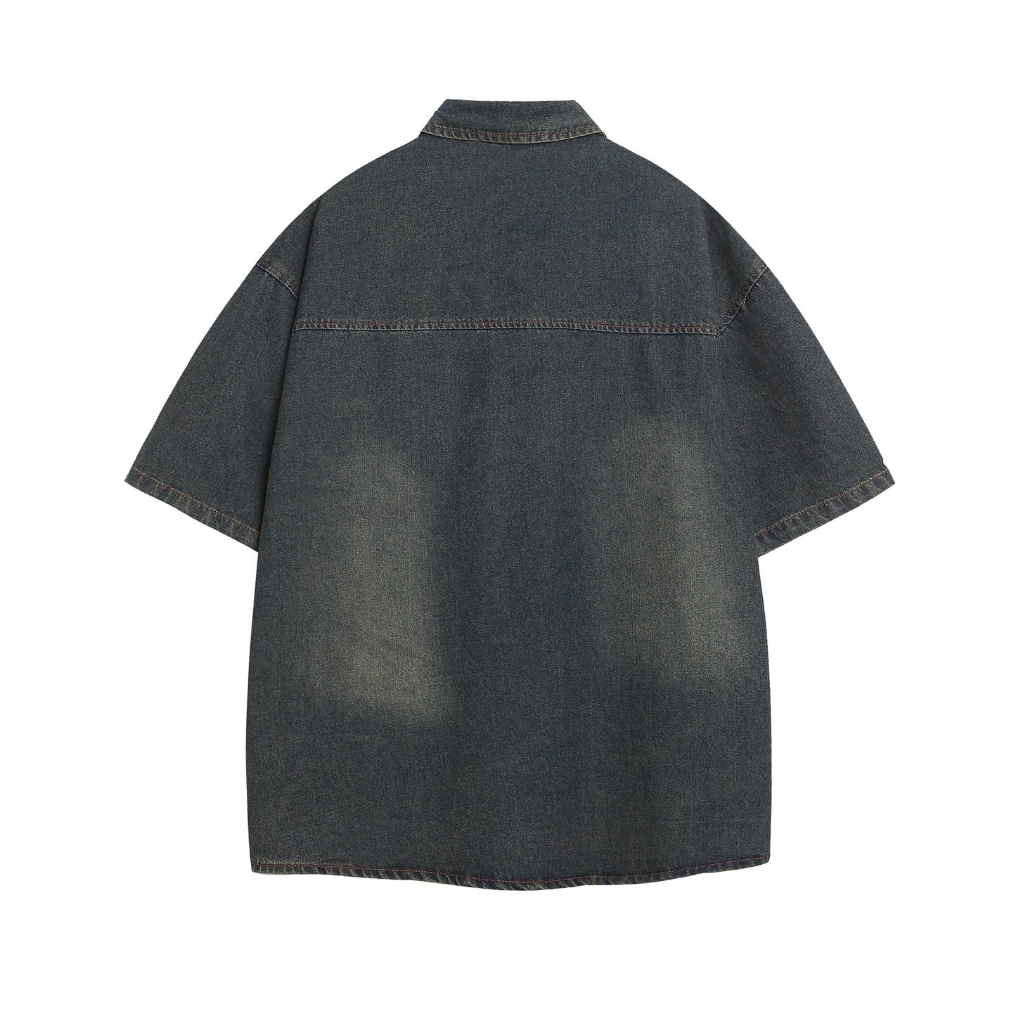 𝕃oose 𝔽it ☞𝟤𝟢𝟤𝟧 ☜美式復古水洗拼接短袖牛仔襯衫 IN-6