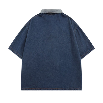 Polo Shirt𒉽美式復古字母刺繡翻領POLO衫IN-69