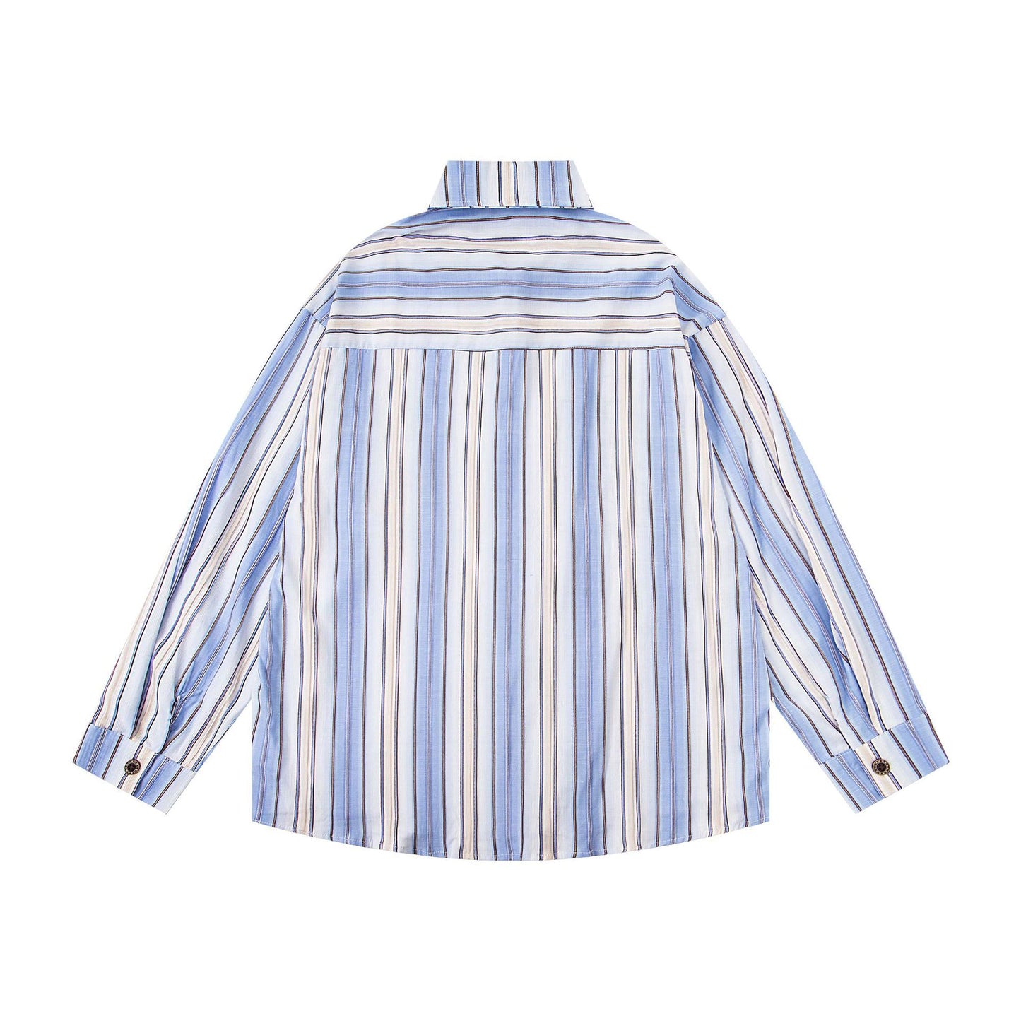 𝔼mbro 𝕊hirt𒉽2025秋冬小貓圖案刺繡條紋襯衫U-41