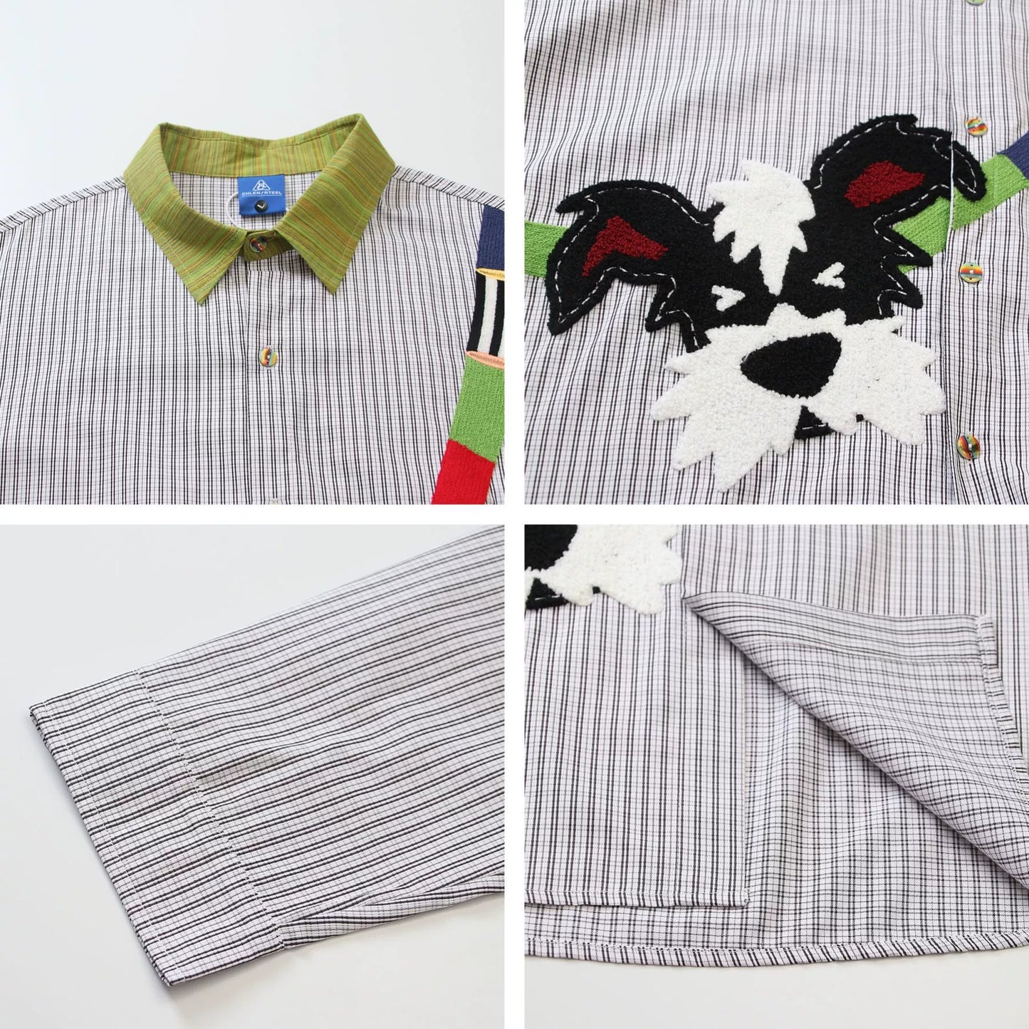 𝔼mbro 𝕊hirt𒉽2025秋冬小狗刺繡寬鬆襯衫外套C-12