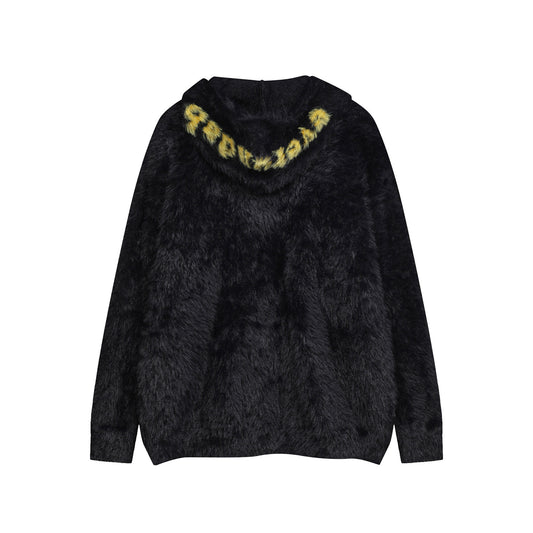 ⓀⓃⒾⓉ𒉽2025秋冬復古字母慵懶風連帽針織 M-19