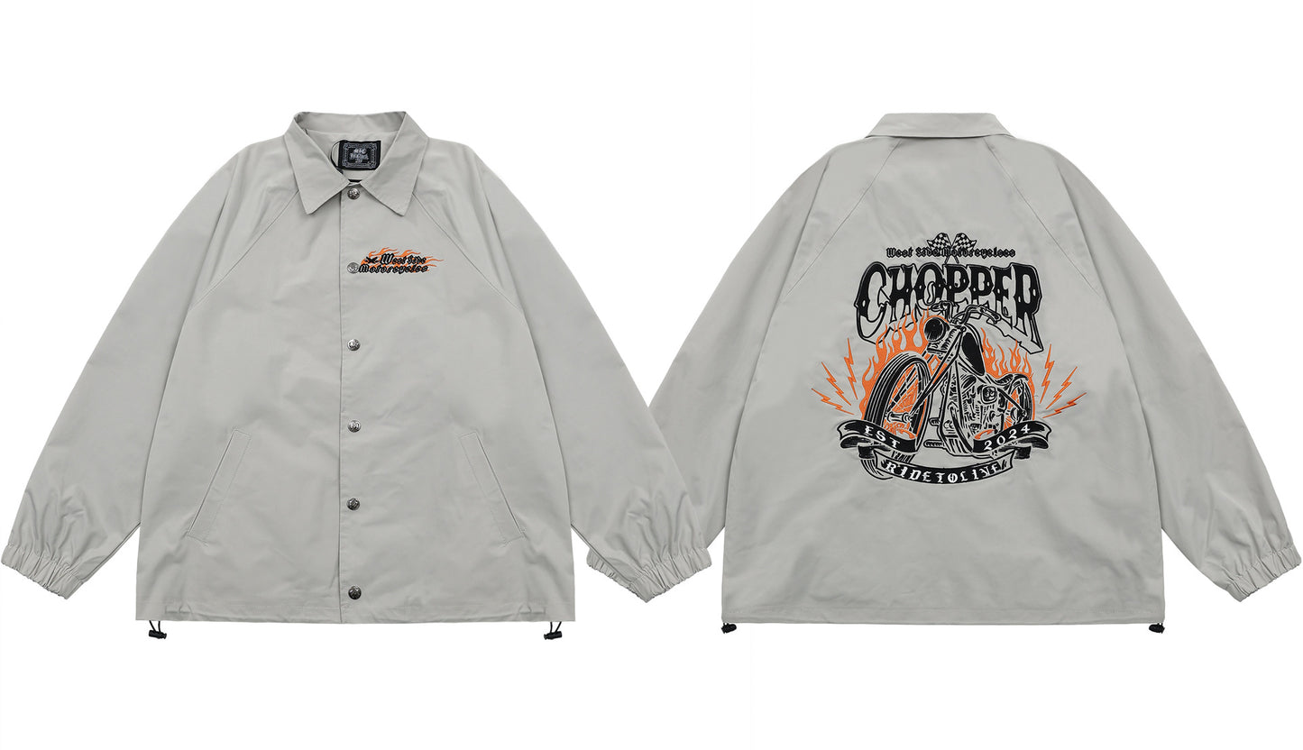 𝔽𝕦𝕤𝕚𝕠𝕟 𝔽𝕠𝕔𝕦𝕤 -ᴄʜɪᴄᴀɴᴏ♠︎悍匪♠︎ 美式複古Chopper機車chicano風格重工萬針全刺繡風衣教練夾克外套WT96