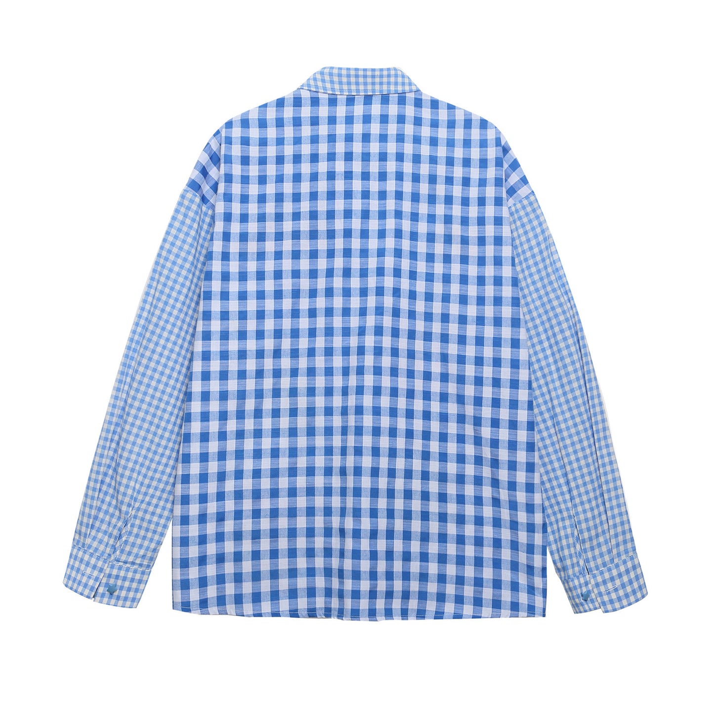 𝔼mbro 𝕊hirt𒉽2025秋冬可愛圖案刺繡格子襯衫S-36