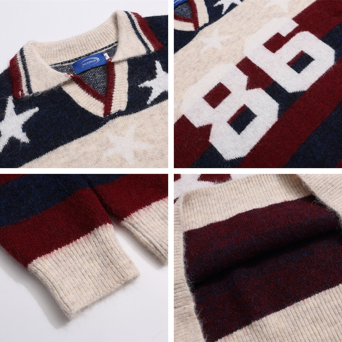 ⓀⓃⒾⓉ𒉽2025秋冬美式復古撞色條紋慵懶針織 K-90