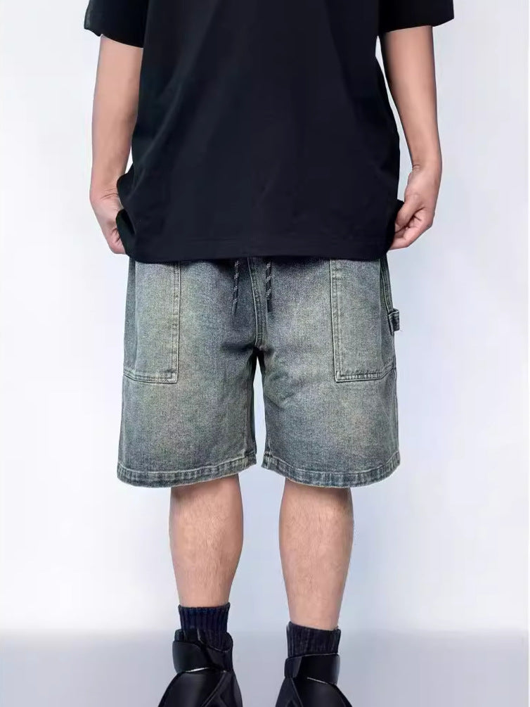 ♜  𝔽𝕦𝕤𝕚𝕠𝕟 𝔽𝕠𝕔𝕦𝕤  𖥟 𝖏𝖊𝖆𝖓𝖘  ☞ 寬鬆牛仔短褲男女款2025夏季休閒褲水洗伐木牛仔短褲 Bs-03