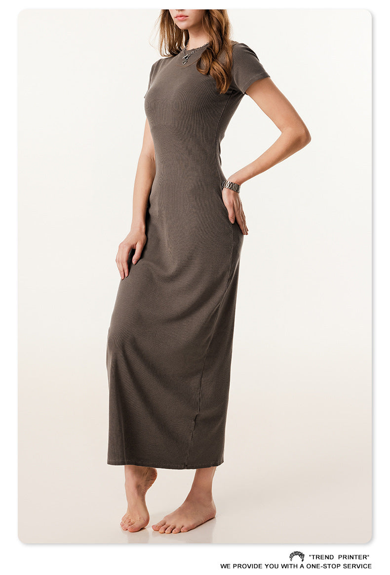 Fierce & Fitted 夏季辣妹必備修身款短袖連身長裙 咖啡色