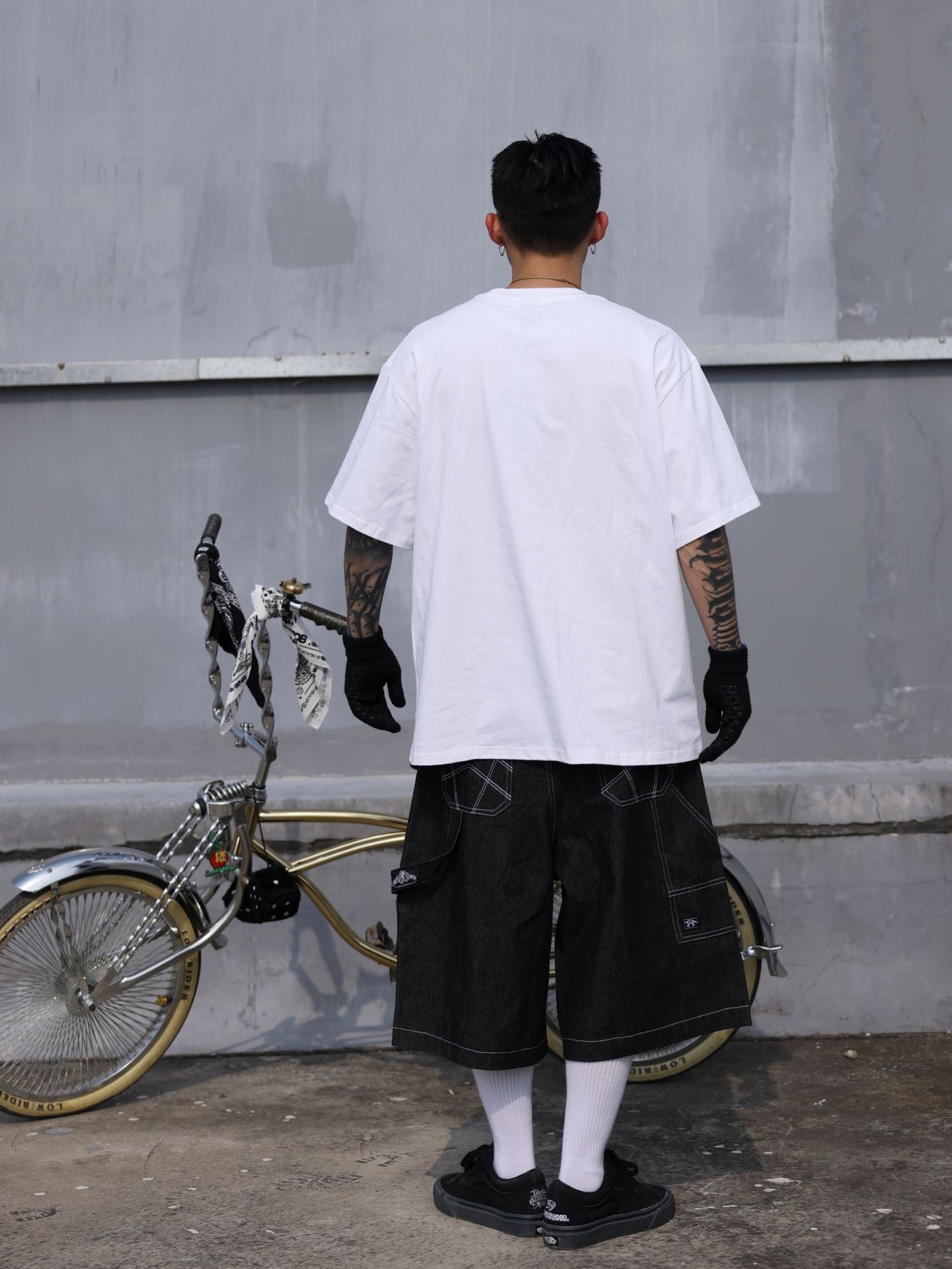 𝔽𝕦𝕤𝕚𝕠𝕟 𝔽𝕠𝕔𝕦𝕤-ᴄʜɪᴄᴀɴᴏ♠︎悍匪♠︎ 美式風格hiphop街舞纯色重磅小领口chicano短袖