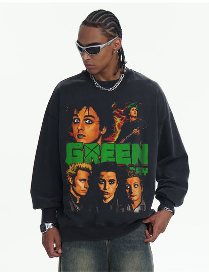 ♛𝔽𝕦𝕤𝕚𝕠𝕟 𝔽𝕠𝕔𝕦𝕤 ♛410G重磅水洗美式復古樂隊圓領厚T  GH-31