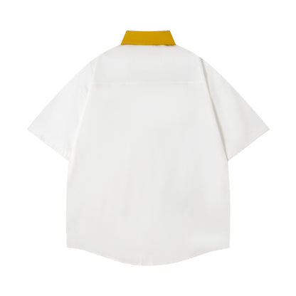 𝕃oose 𝔽it ☞𝟤𝟢𝟤𝟧 ☜美式復古撞色動物印花休閒百搭短袖襯衫 MO-81