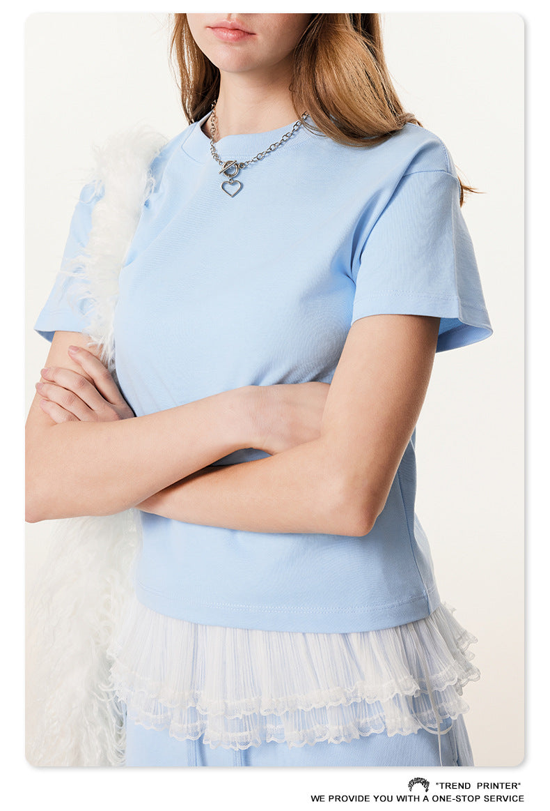 Fierce & Fitted 美式夏季甜妹圓領短T半身裙套裝	N-23 BABY藍